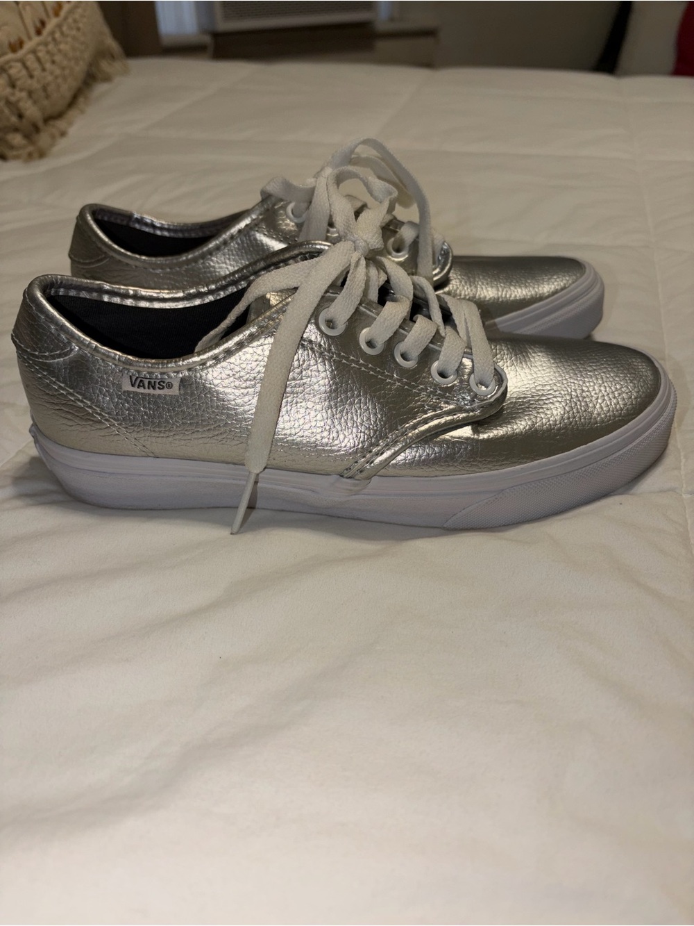 Vans Metallic Silver Low-Top Sneakers